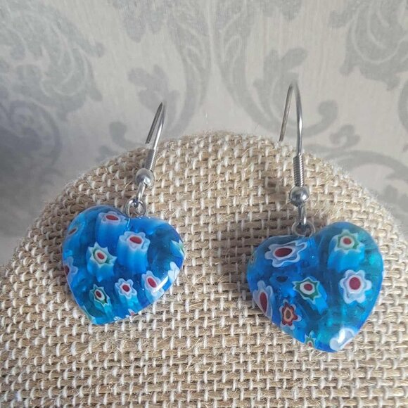 Murano Style Blue Necklace and Earring Set - Picture 2 of 4